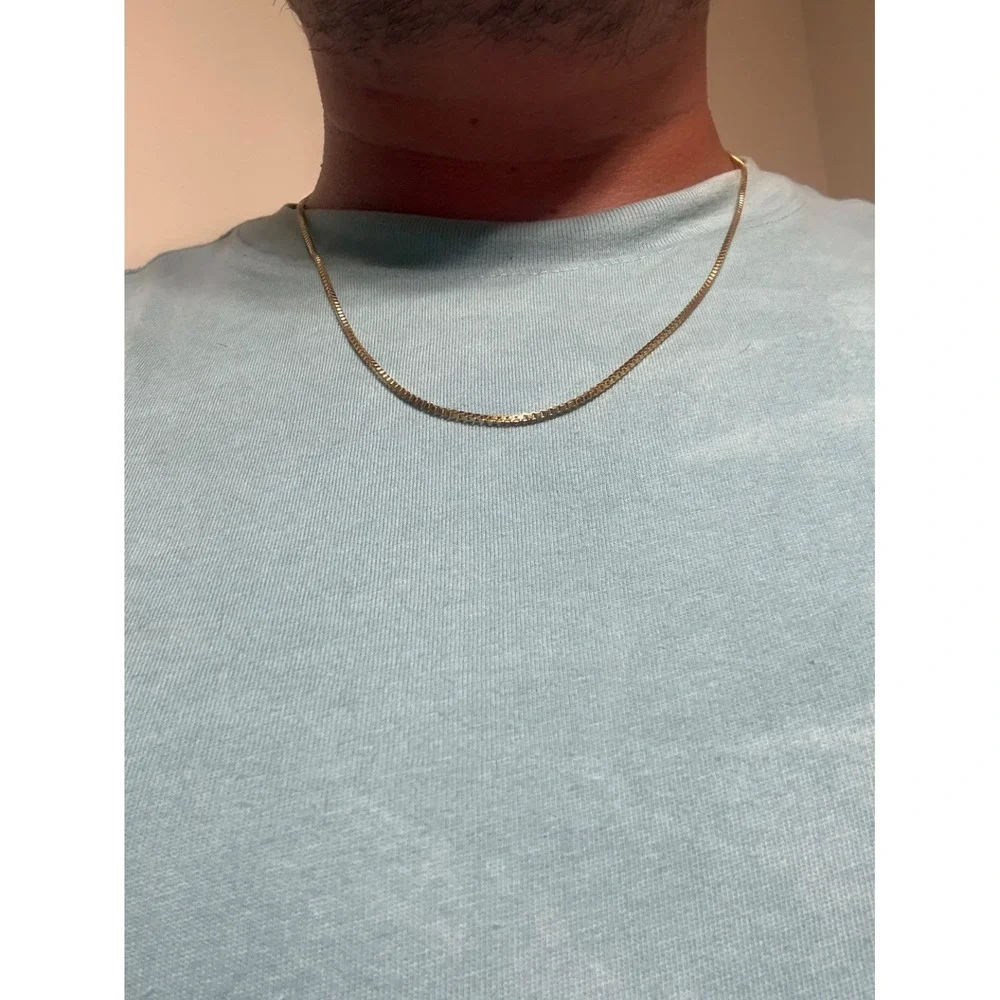 dainty box necklace chain 22 inch 1.75mm 18k gold layered lobster clasp